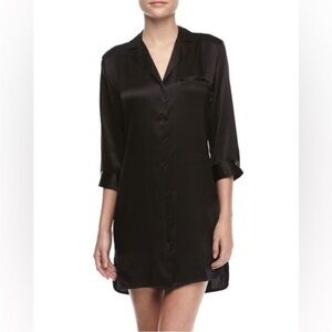 La Perla black silk robe Basic Silk Sleepshirt lingerie luxury Italian made sz M
